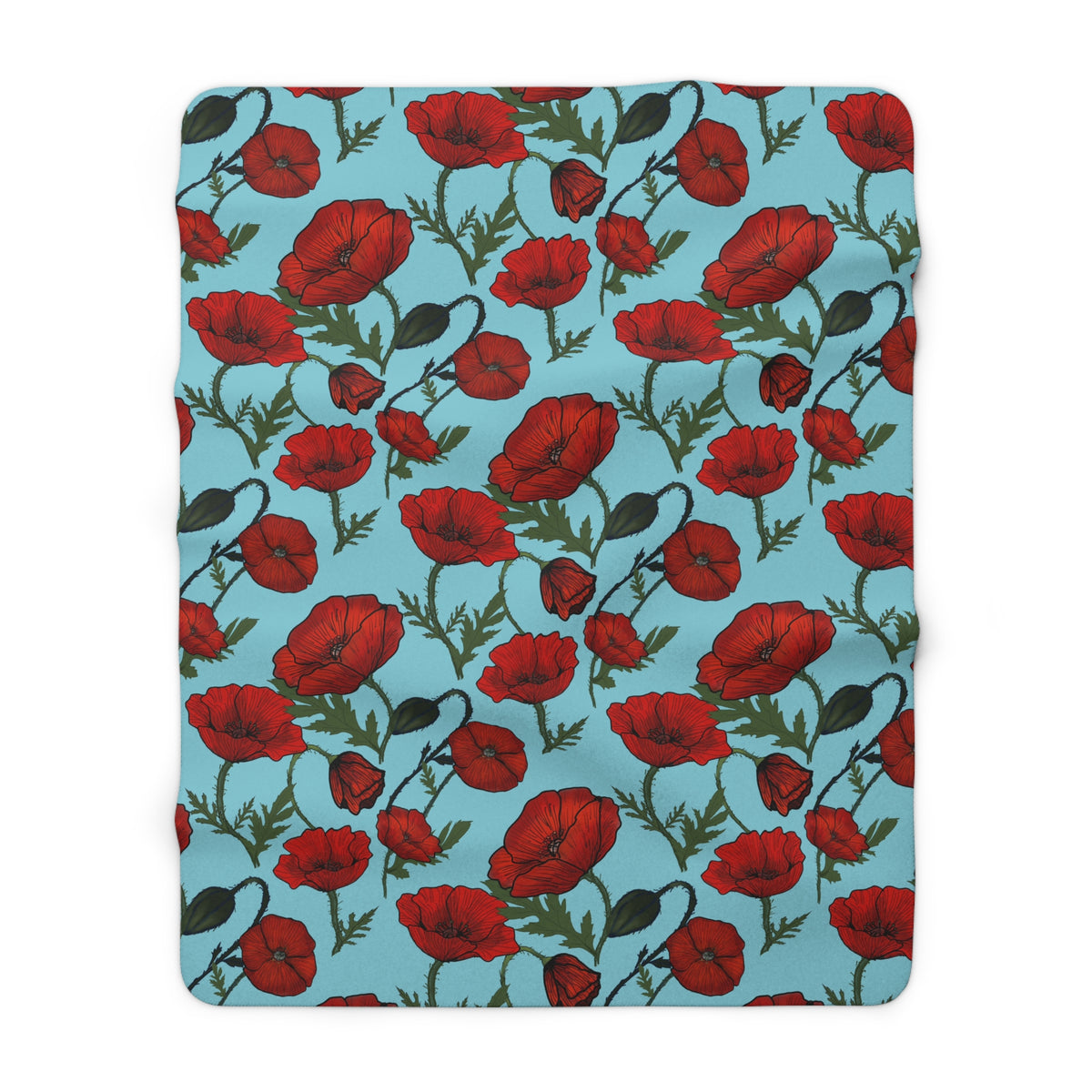 Poppy Field Sherpa Fleece Blanket