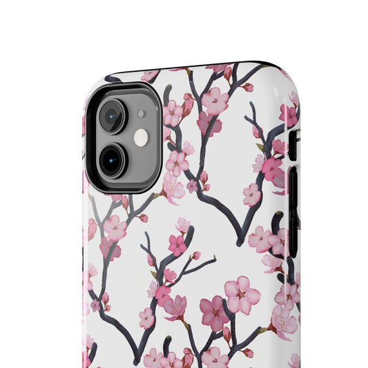 iPhone Tough Phone Cases Cherry Blossom White Background