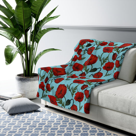 Poppy Field Sherpa Fleece Blanket