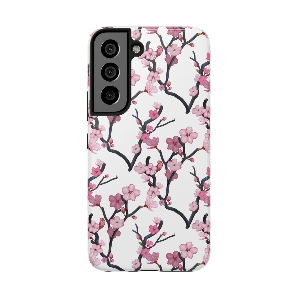 Samsung Galaxy Tough Phone Cases Cherry Blossom White Background