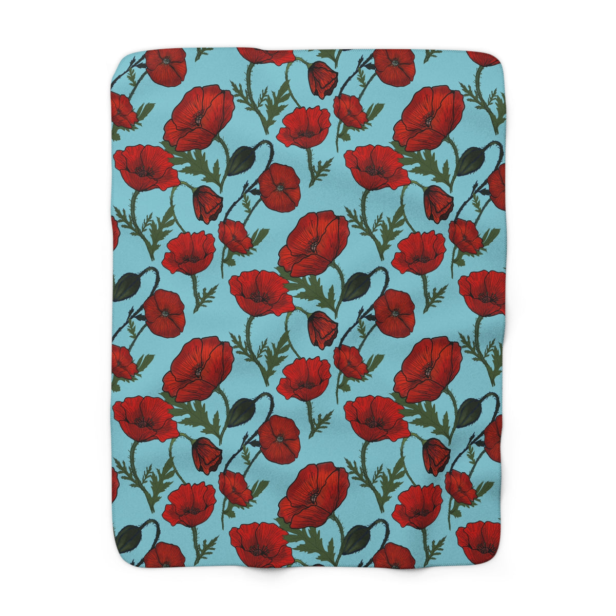 Poppy Field Sherpa Fleece Blanket