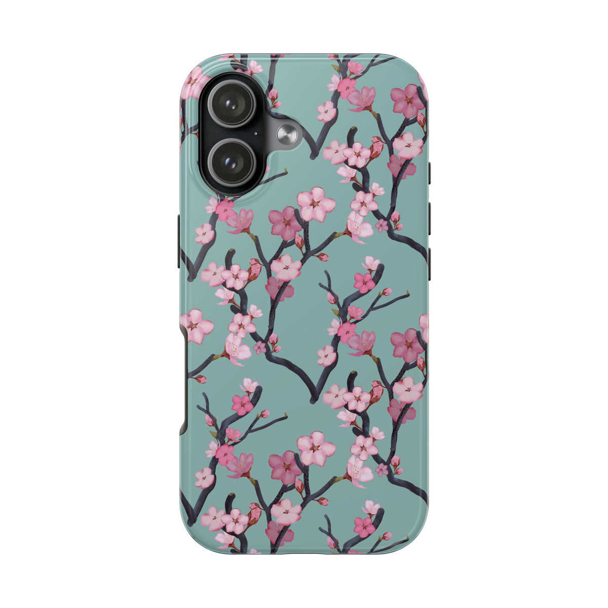 iPhone Tough Phone Cases Cherry Blossom Green Background