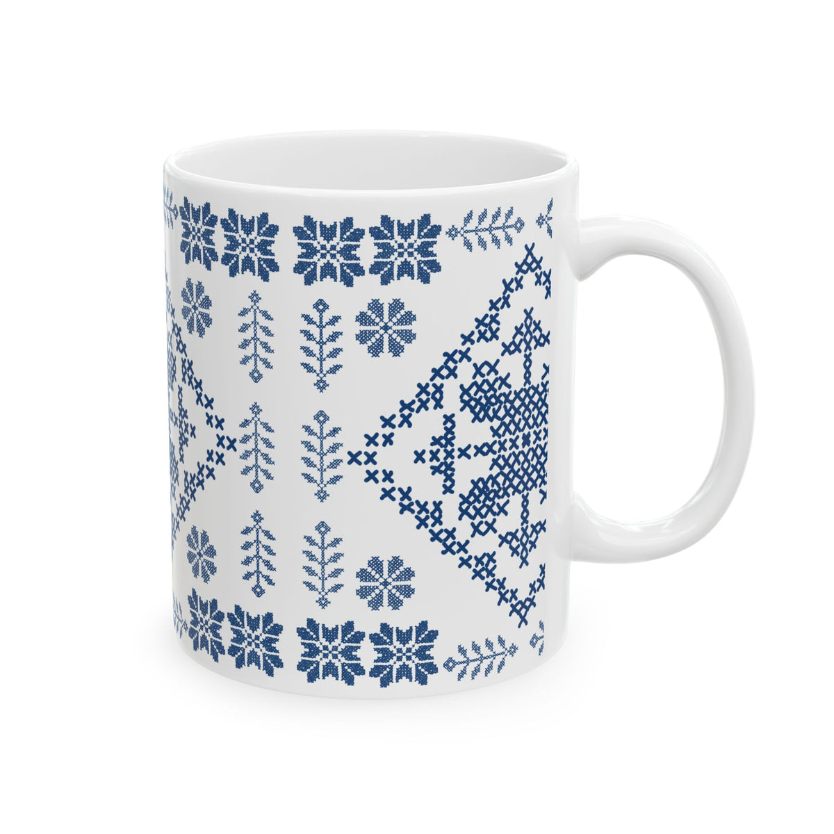Tatreez White Ceramic Mug, (11oz, 15oz)